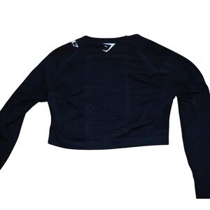 Gymshark Black‎ Long Sleeve Crop Top Seamless Workout Athleisure Small